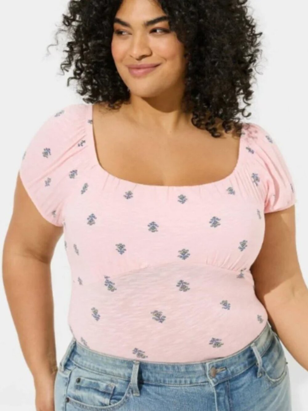 Torrid Plus Vintage Baby Pink Elastic Scoop Neck Soft Slub Jersey Top Size 5